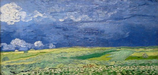 Wheatfield under clouds van gogh from wikimedia commons